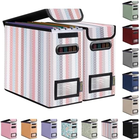 BALEINE File Organizer Box with Lid, Collapsible Hanging File Storage Box