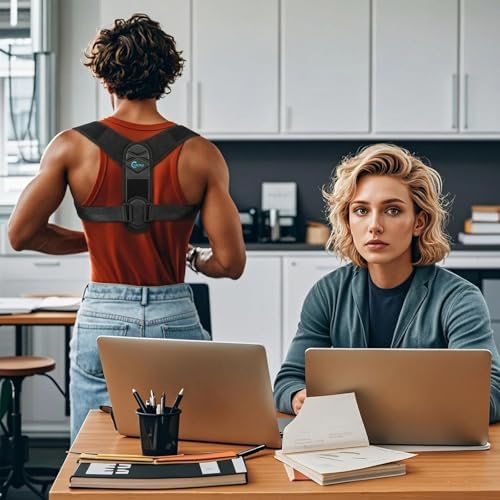 Posture Corrector for Women and Men - Back Brace for Rounded Shoulders & Upper Back Support - Breathable Shoulder Brace for Computer Work&Desk Job,Invisible Under Clothes, Large(Chest Size 33-50")