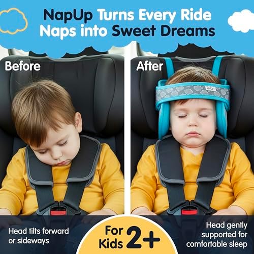 NapUp Car Seat Head Support for Toddler - Anti-Bobbing Head Holder - Teal