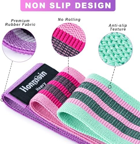 Resistance Bands for Working Out, 3 Levels Fabric Exercise Bands Set
