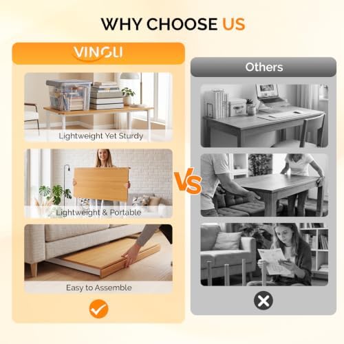 VINGLI 31.5" Folding Desk for Small Space Home Office Computer Desk, Yellow