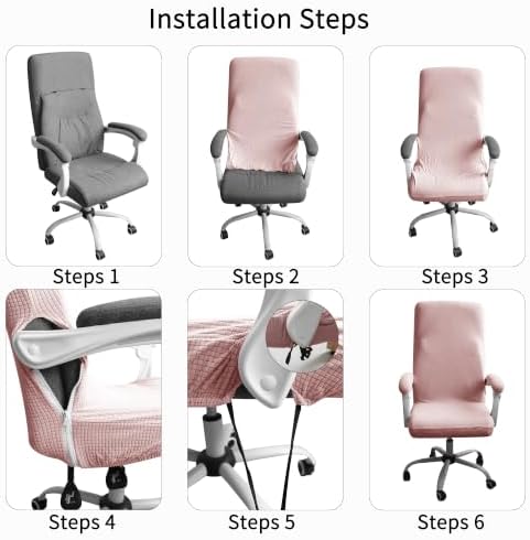 FORCHEER Water-Resistant Large Office Chair Cover with Armrest Covers Pink Stretch Jacquard Computer Desk Chair Slipcover Non-Slip Cats/Dogs Proof Washable