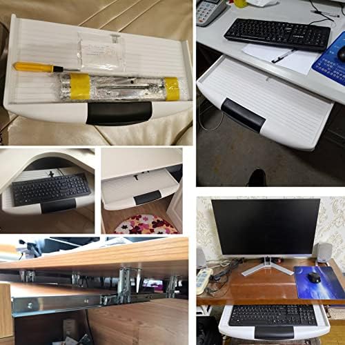 V3VOGUE Keyboard Tray Under Desk Adjustable Height - with Extension Ball Bearing Slides, Smoothly Pull Out Keyboard Drawer Keyboard Platforms, Can Hidden Under The Desk, Easy to Fit