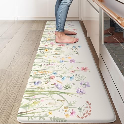 KIMODE Anti Fatigue Kitchen Mat,Cushioned Boho Kitchen Runner 17.3"x59"