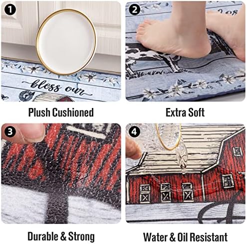 Carvapet Anti-Fatigue Kitchen Floor Mats 2 Piece Set - Cushioned PVC Ergonomic Kitchen Rugs and Mats, Waterproof Stain-Resistant Non-Skid Comfort Mat for Sink Laundry Office, 17"x27"+17"x47"