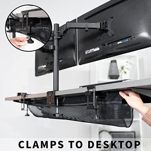 VIVO Black Clamp-on 36 in Mesh Net Cable Management Holder, DESK-AC36MH