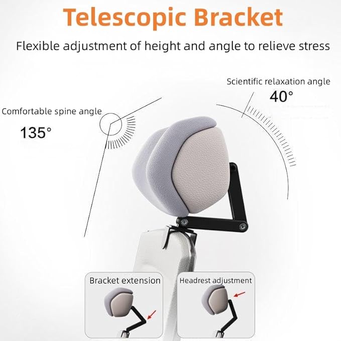 Upgraded Version Memory Foam Headrest Attachment for Office Chair, Attachable Chair Head Rest, Desk Chair Neck Support, Elastic Sponge Head Pillow Adjustable Height and Angle (Upgraded Version(Gray))