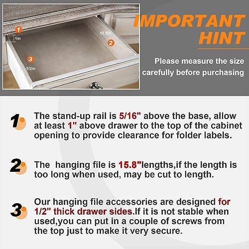 Leinuosen 6 Pcs File Cabinet Rails file folder for drawers, 1/2 Inch Wide