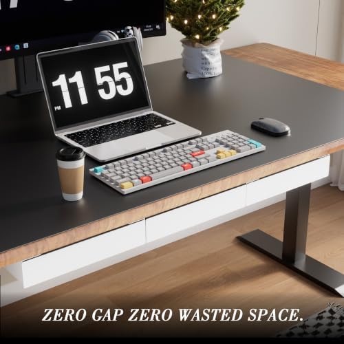 Under Desk Drawer with Gap-Free Side-by-Side Design, Hidden Handle Pull-Out Organizer for Office Desk (White, Steel, 1-Pack)