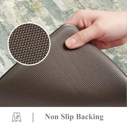 Collive Anti Fatigue Kitchen Mats, Grey/Green Kitchen Rugs Sets of 2