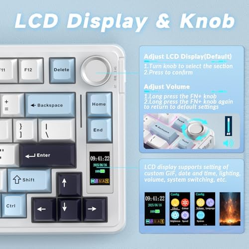AULA S75 PRO Wireless Mechanical Gaming Keyboard with Screen&Knob, 80 Keys