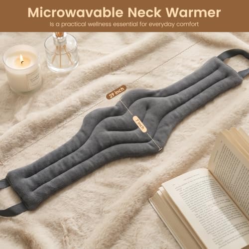 Microwavable Heat Pad for Neck and Shoulders, Warm Compress Wrap, Grey