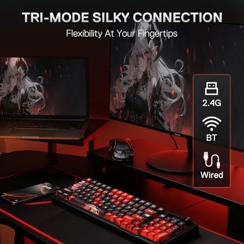 Redragon K719 PRO Wireless RGB Gasket Gaming Keyboard, Dye-Sub Anime Keycap