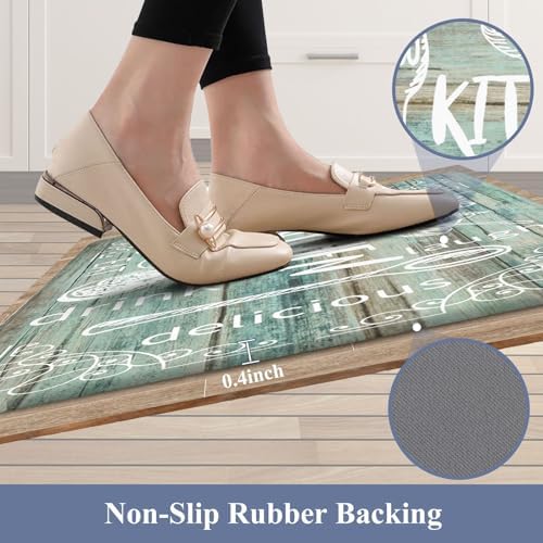 HEBE Anti Fatigue Kitchen Rugs Set of 2, Cushioned Kitchen Mats for Floor