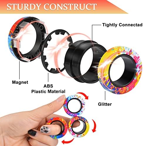 Cevioce 3Pcs Magnetic Rings Fidget Toy Set, ADHD Anxiety Magnetic Fidget Toys Adults Fidget Spinner Rings for Relief, Easter Gifts for Kids 8+ Year Old Easter Basket Stuffers for Teens Boys Girls