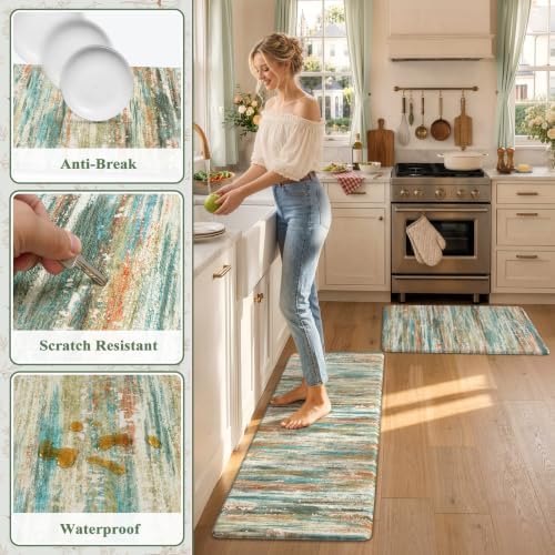 KIMODE Kitchen Mats for Floor Anti Fatigue Farmhouse Kitchen Rugs Sets of 2