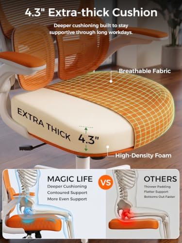Ergonomic Office Desk Chair, Adjustable Dual Lumbar Support & Thick Seat