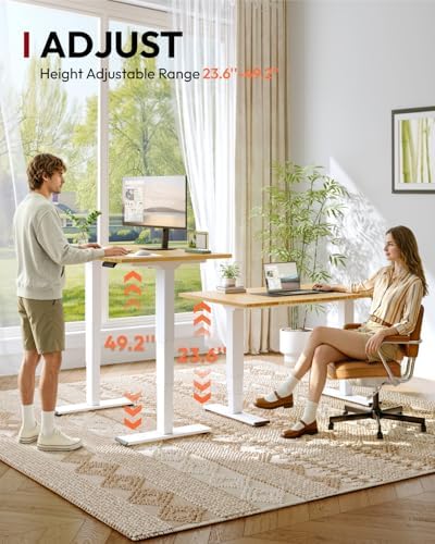SANODESK Solid Bamboo Dual Motor Standing Desk, 220 lbs, 55×28