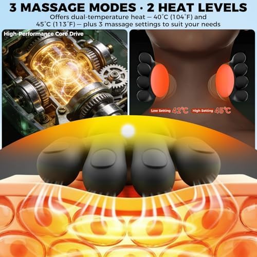 Shoulder & Neck Massager with Heat, 4D Bionic Kneading Deep Tissue Massage