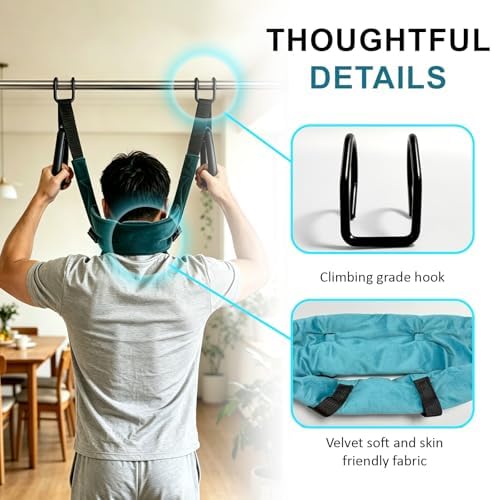 Cervical Neck Traction Device Over Door for Home Use Portable Neck Stretcher Hammock Decompression Home Physical Therapy (Blue)