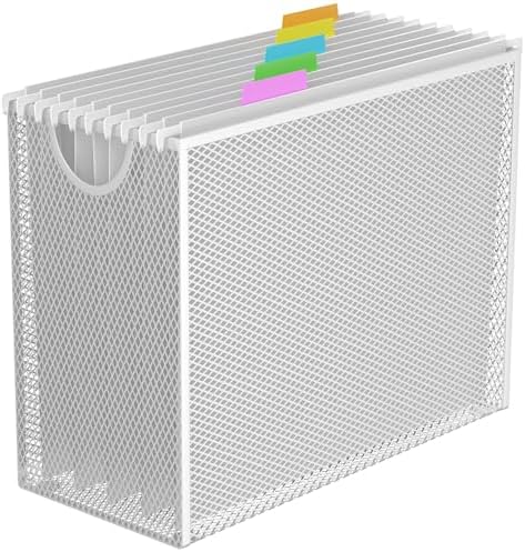 Letter-Size Hanging File Organizer (White, with 5 Grey Folders)