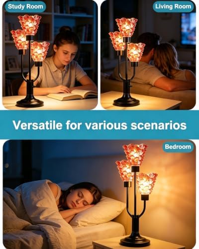 Lightdot Mid Century Modern Black Glass Table Lamp Dimmable Bulbs Included