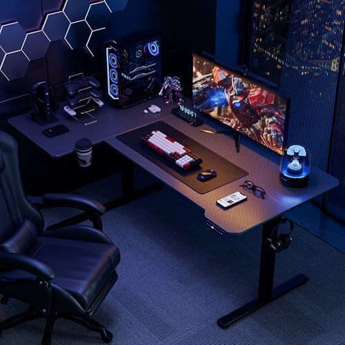 Acrolix L Shaped Electric Standing Desk,71x43.5 Reversible,Black Carbon