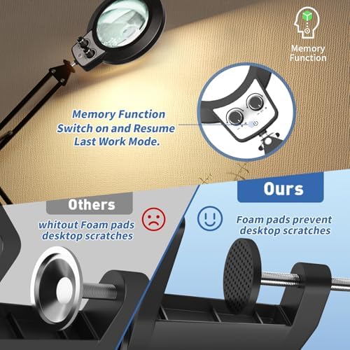 HITTI 12X & 30X Magnifying Glass with Light,Upgrade Infinite Color