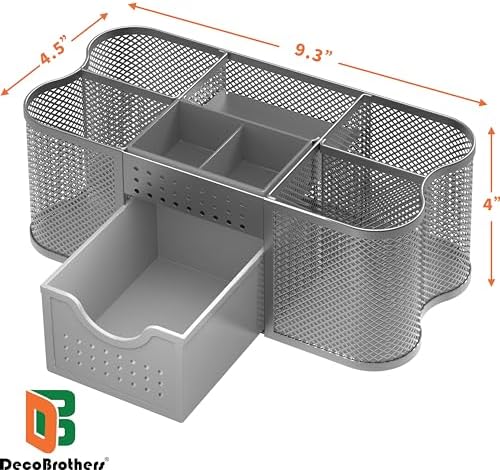 Deco Brothers Desk Organizers Pen Holder Office Caddy Storage, Silver