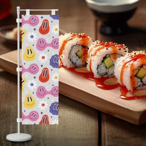 Happy Faces Daisy Deluxe Desk Flag Set, 12 x 4 Inch Miniature Table Flag with 14" Pole & Stand Base