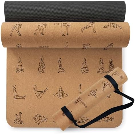 Umineux Cork Yoga Mat 1/4 & 2/5 Inch Thick 72 x 26 in
