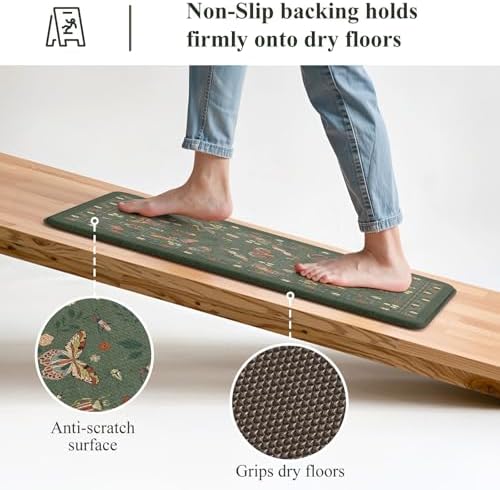 LEEVAN Anti Fatigue Kitchen Mats for Floor, Cushioned Kitchen Mat Set 2PCS