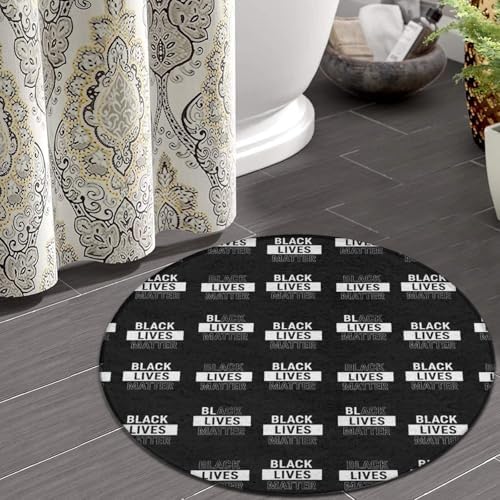 Women's Large Home Decor Mat, Soft Round Yoga Carpet, Non Slip Machine Washable Home Office Circle Rug Black Lives, 36inch