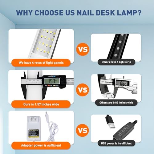 KIRKAS Half Moon Light for Nail Desk, 29in Foldable Nail Lamp for Desk