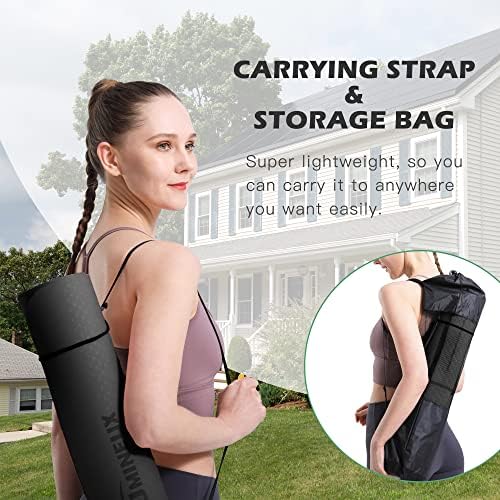 Yoga Mat Non Slip, Pilates Fitness Mats, Eco Friendly, Anti-Tear 1/4" Thick Yoga Mats for Women, Exercise Mats for Home Workout with Carrying Sling and Storage Bag