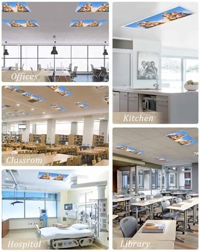 Christmas Magnetic Fluorescent Light Covers for Ceiling Lights 2 x 4 Feet,Santa Claus Christmas Tree Snowflakes Blue Office Classroom Kitchen Drop Ceiling Light Covers Filters Shade Panel 3 Packs