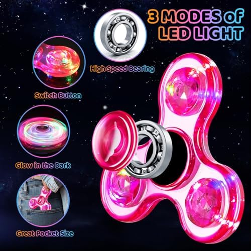 Fidget Spinner 2 Pack, Light up Sensory Fidget Toys Adults Kids Autism ADHD