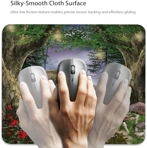 Mushroom Mouse Pad, Enchanted Nature Pathway Butterfly Landscape Desk Mat