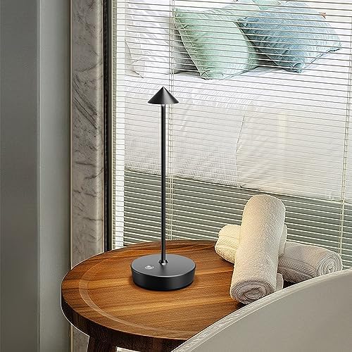 Set of 2 Cordless Rechargeable Led Table Lamp Battery Operated Light Black