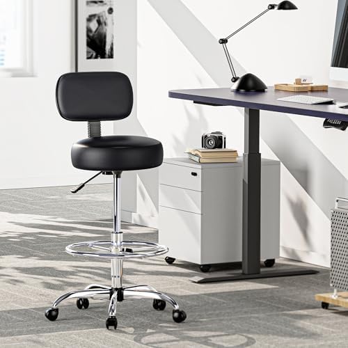 SUPERJARE Drafting Chair with Backrest, Set of 4, Swivel Barstools for Shop