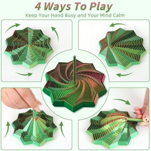 3D Printed Expanded Sensory Fidget Star, Fractal Stress Relief Spinning Tower Toy with Handle, Polygonal Honeycomb Whirling Spiral Design, Stocking Stuffers Gift for Adults Teens ADHD Office Desk