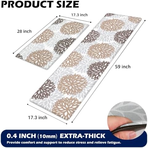 Kitchen Mats Set of 2 Cushioned Anti Fatigue Kitchen Rugs Non Slip Waterproof Kitchen Runner Memory Foam Kitchen Floor Mat Comfort Standing Mat for Sink,Office,Laundry