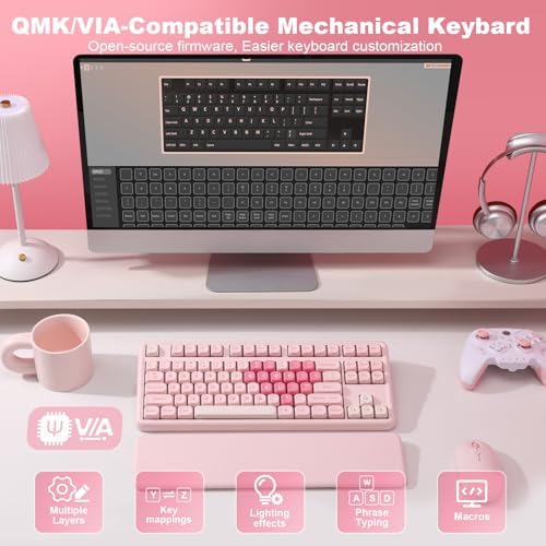 YUNZII B87 TKL Wireless Mechanical Keyboard (Pink,Cocoa V2)