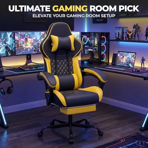 Ergonomic Video Gaming Chair Blackyellow