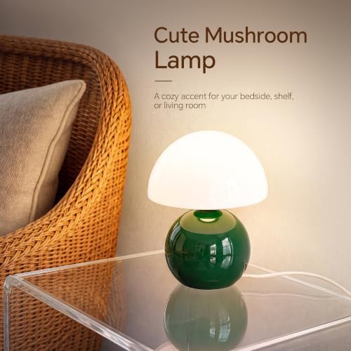 Dawnwake Mushroom Lamp Table Lamp for Bedroom-Small Table Lamps,Dark Green