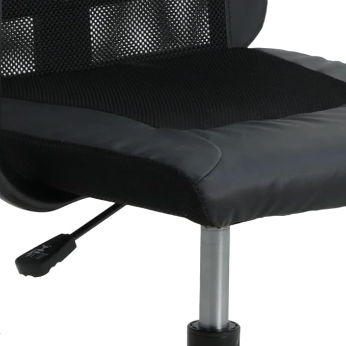 Ergonomic Office Chair with Breathable Mesh Fabric and Faux Leather, Height Adjustable Seat from 16.5 to 20.5 Inches, Swivel Base with Smooth-Rolling Wheels, Sleek Black