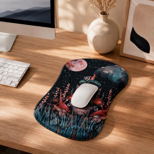 Ergonomic Mouse Pad with Wrist Rest, Mouse Pad with Memory Foam Massage Support, Non-Slip PU Base, Comfortable Typing Cushion for Home Office Computer Laptop, Snail