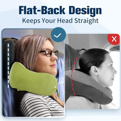 Cirorld Neck Pillow for Traveling, Travel Pillows for Airplanes Green