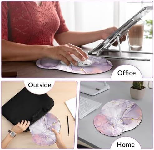 KONVINIT Ergonomic Mouse Pad with Wrist Rest, Purple Mousepad with Non-Slip Rubber Base and Smooth Surface, Small Mouse Pads for Desk, Office Desk Accessories