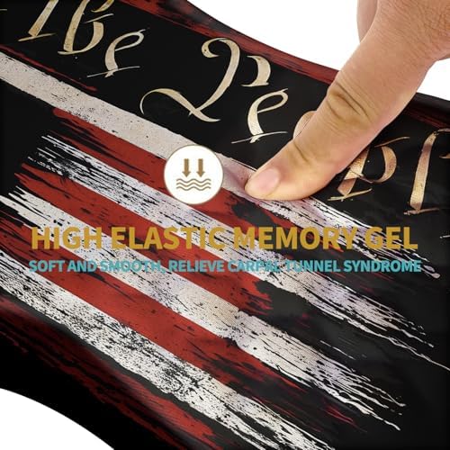Hokafenle Ergonomic Mouse Pad Wrist Support with Massage Design, Wrist Rest Pain Relief Mousepad with Memory Foam&Non-Slip PU Base, Mouse Pads for Wireless Mouse & Desk (12x8 inch,Flag)